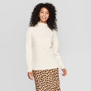 Target Long Sleeve Turtleneck Rib Drapey Top
